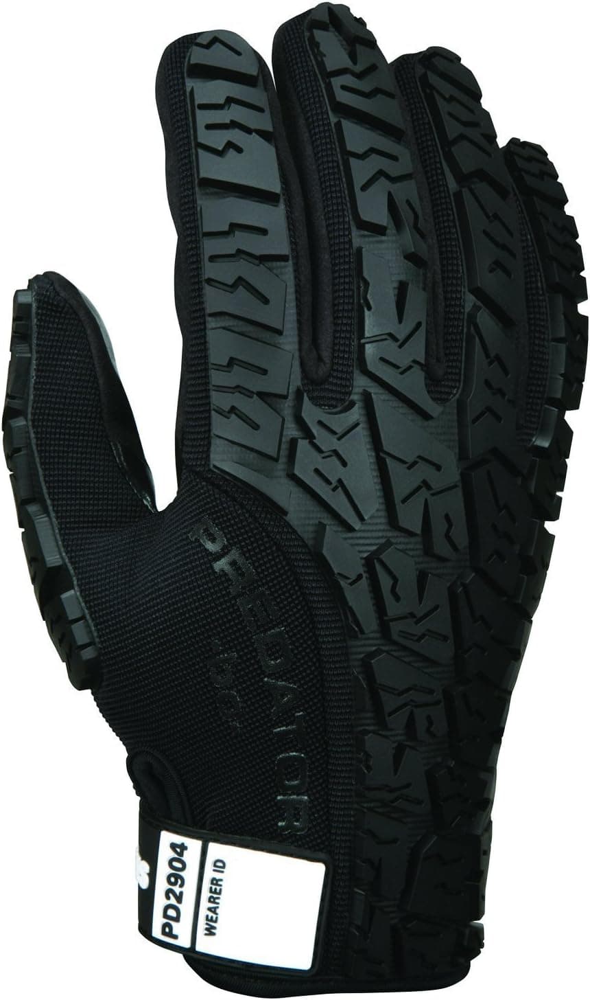 MCR Safety PD2904M Predator Multitask Fabric, Tire Tread Back, Breathable, and Durable Synthetic Leather Palm Gloves, Black, Medium, 1 Pair