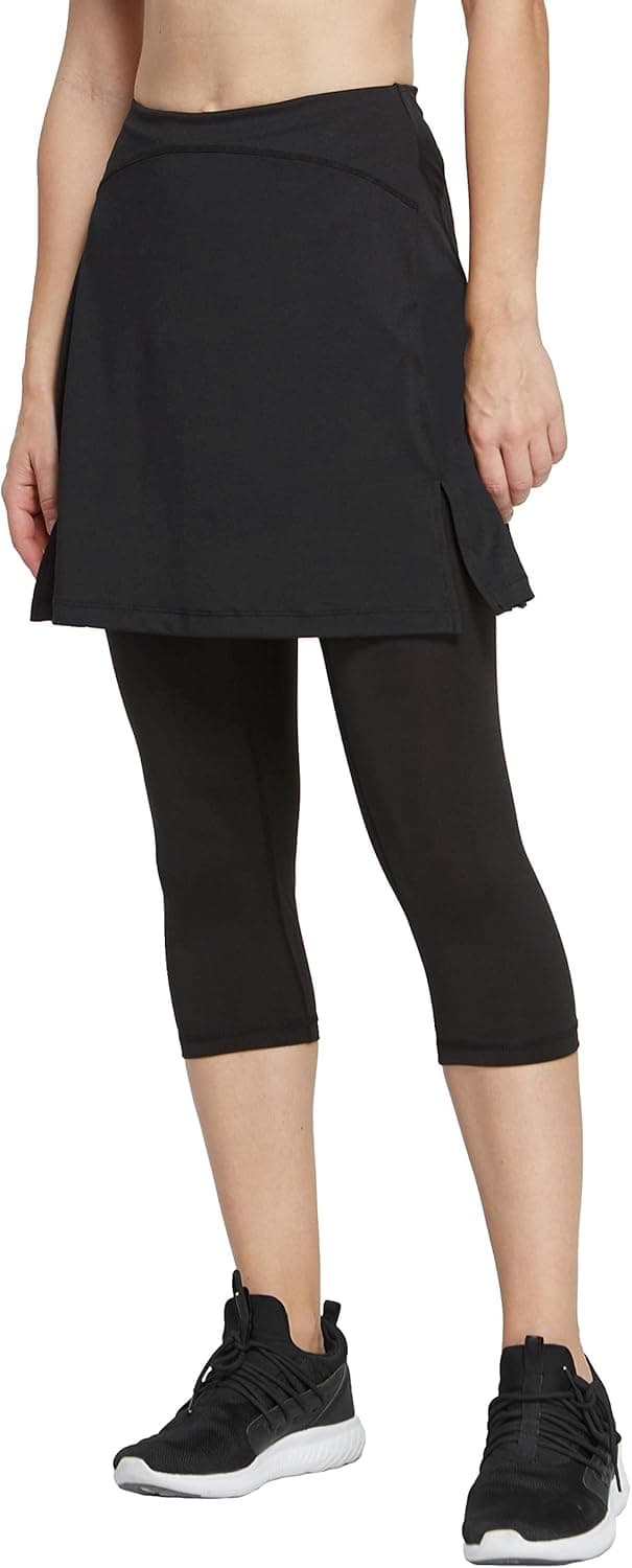 Cityoung Women Full Length Skirted Capris Tennis Workout Athletic Leggings Pants Casual Skort