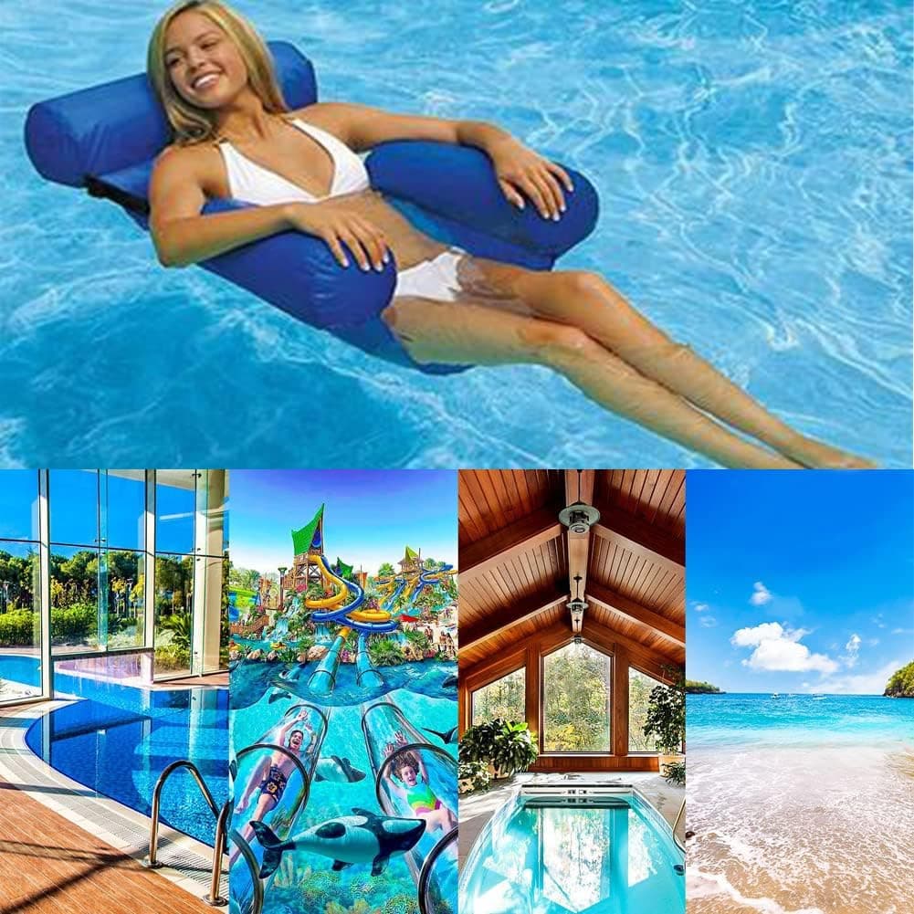 SALONFG Inflatable Swimming Pool Beach Floating Recliner Inflatable Water Floating Bed Lounge Chair Swimming Pool Beach Float Bed Sofa for Adult or Kids (2 Pack-Blue)