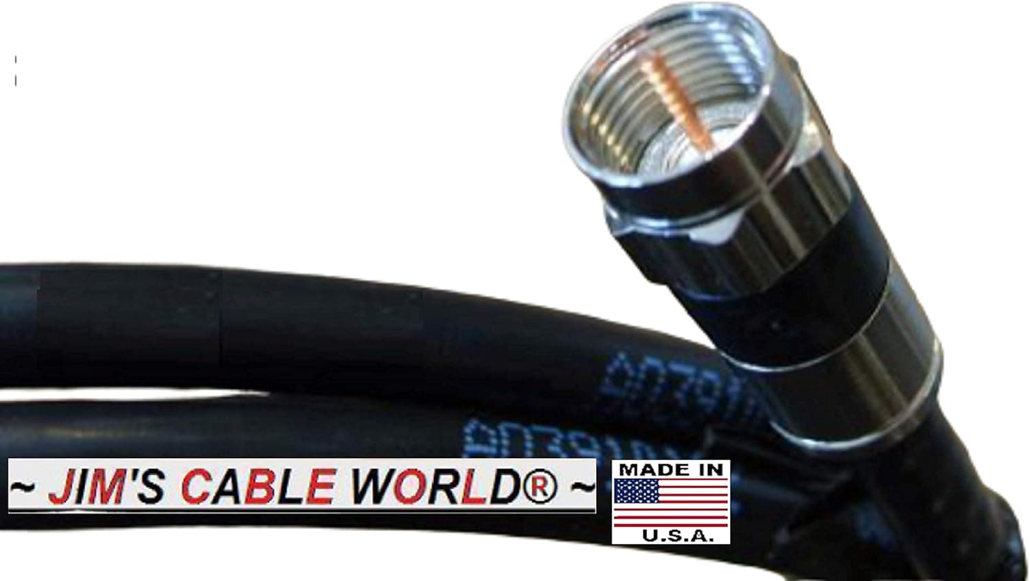 JIMS CABLE WORLD ( 10' Foot Black Digital HD Quality 75 Ohm RG~6 Tri-Shield Coaxial (Coax) Cable Hand Crafted and Made in The USA