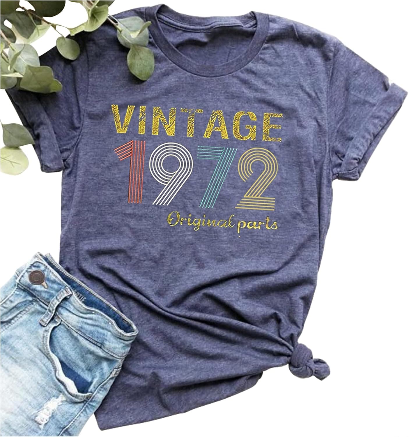 1972 Vintage Shirt for Women 50th Birthday Gifts T Shirt Women 1972 Birthday Gifts Idea Shirts Retro Birthday Party Tops