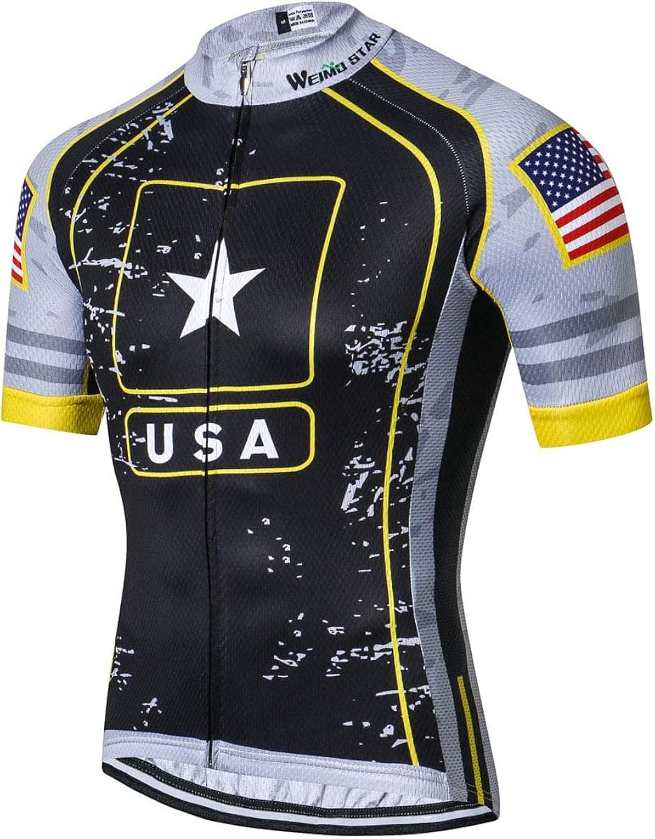 New Pro Full Zipper Men's Cycling Jersey Short Sleeve Riding Shirt USA