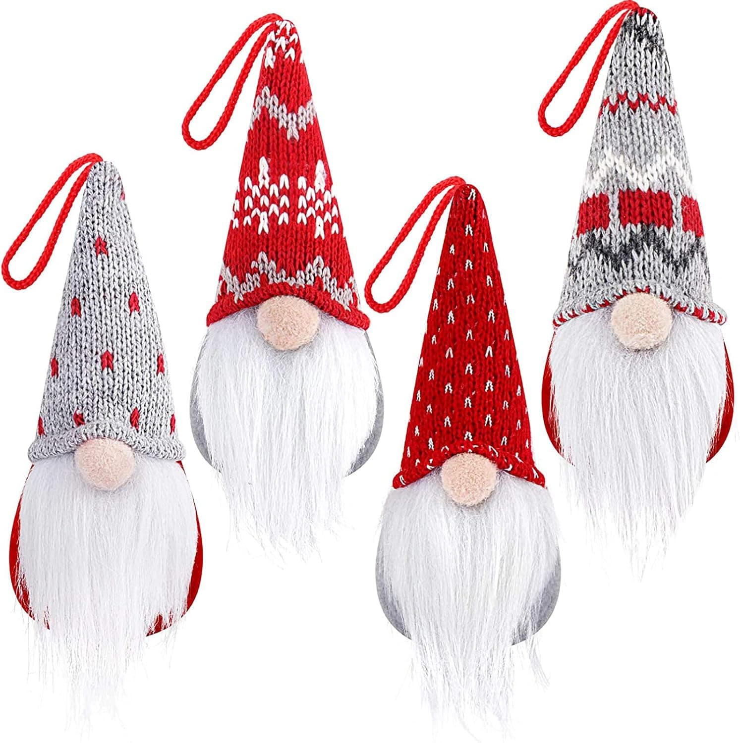 Christmas Tree Hanging Gnomes Ornaments Set of 4, Swedish Handmade Plush Gnomes Santa Elf Hanging Home Decorations Holiday Decor