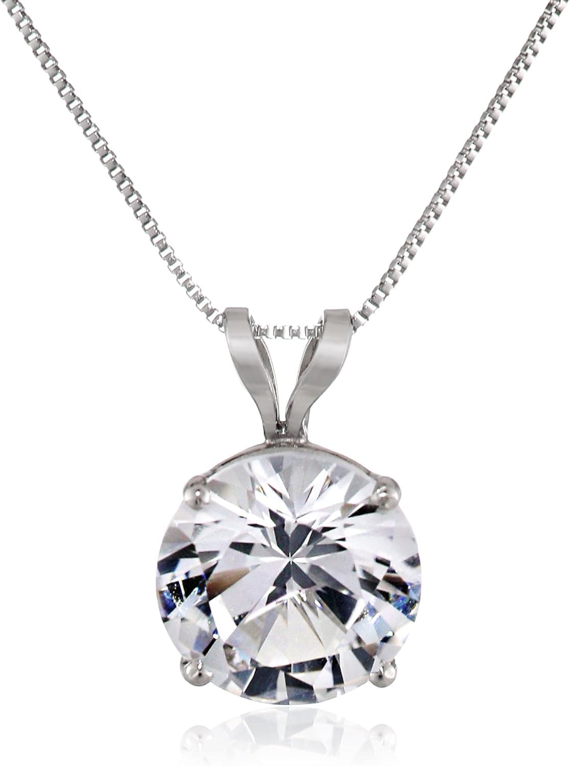 Amazon Collection 10k Gold 8mm Round Gemstone 4-Prong Pendant Necklace, 18"