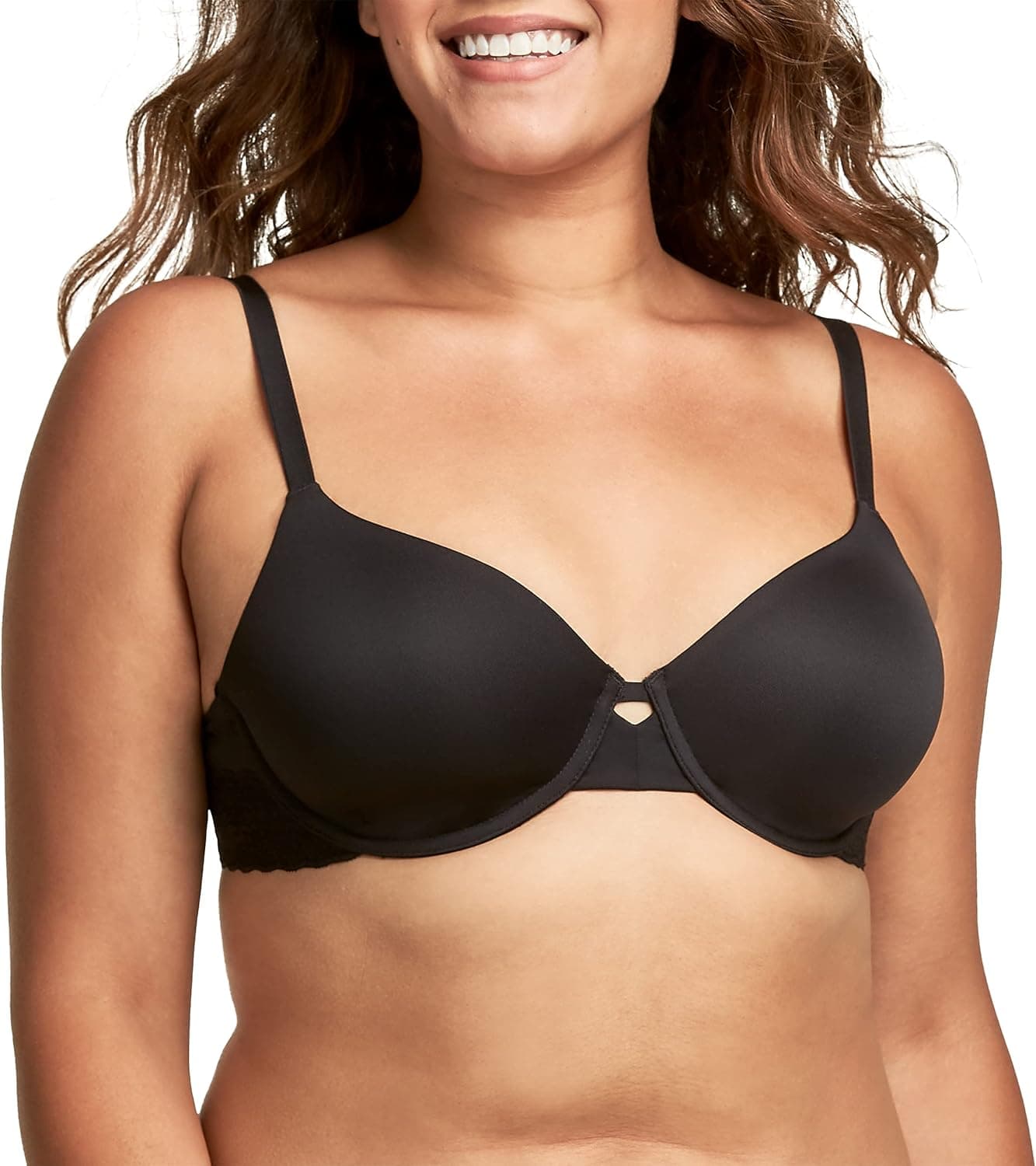 Maidenform One Fab Fit Demi Bra, Lace-Trimmed Flex-Back Fit with Underwire, Lightly Lined Underwire T-Shirt Bra