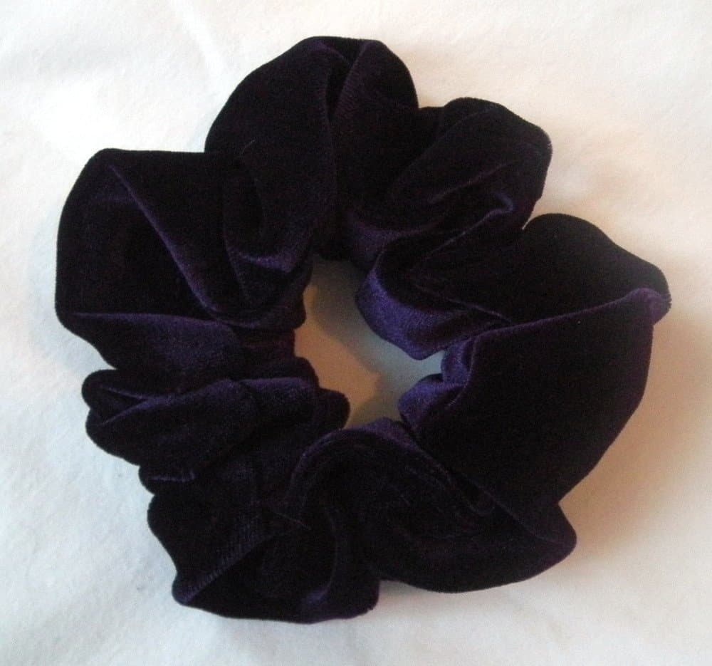 Purple Velvet Hair Scrunchy-Regular - Made in the USA