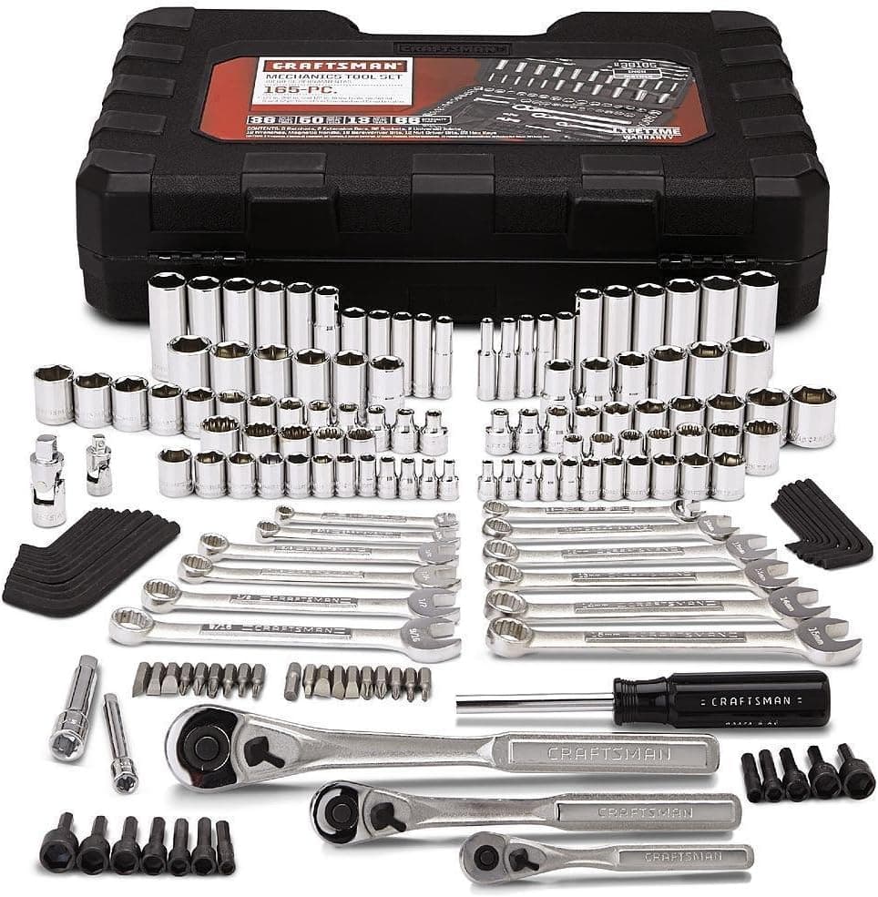 Craftsman Mechanics Tool Set Kit Wrenches Sockets Ratchet SAE Metric 165 Pc Case