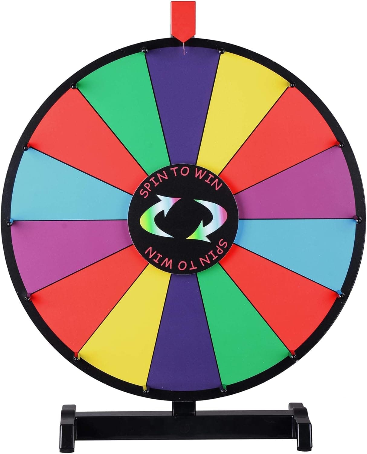 WinSpin 18-inch Round Tabletop Color Prize Wheel 14 Clicker Slots Heavy Duty Editable Spinning Wheel for Fortune Design Carnival Spin Game and Tradeshow, Classic Series