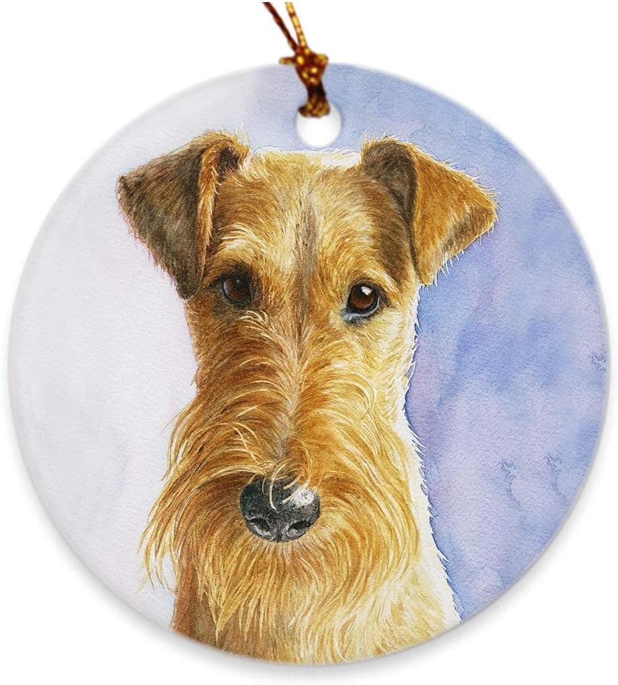 Irish Terrier Ceramic Ornament in A Gift Box by Michael Steddum (Love) Created in Missouri, Perfect Irish Terrier Gift