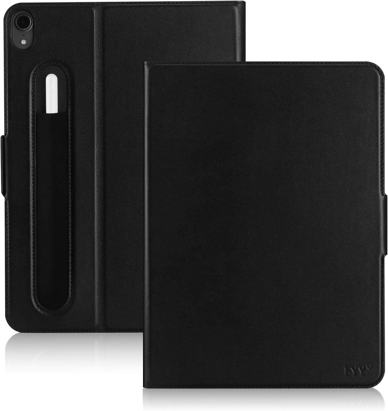 FYY New iPad Pro 11" 2018 Case with Pencil Holder [Support Apple Pencile Charging] Luxury Cowhide Genuine Leather Handcrafted Case, Handmade Protective Cover with [Auto Sleep-Wake Function] Black
