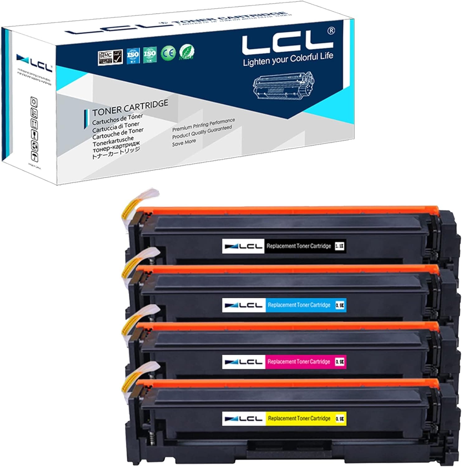 LCL Remanufactured Toner Cartridge with Updated Chip Replacement for HP 204A CF510A CF511A CF512A CF513A Color Laserjet Pro M154 M154NW MFP M180 M180n M180nw MFP M181 (4-Pack BK Cyan Yellow Magenta)