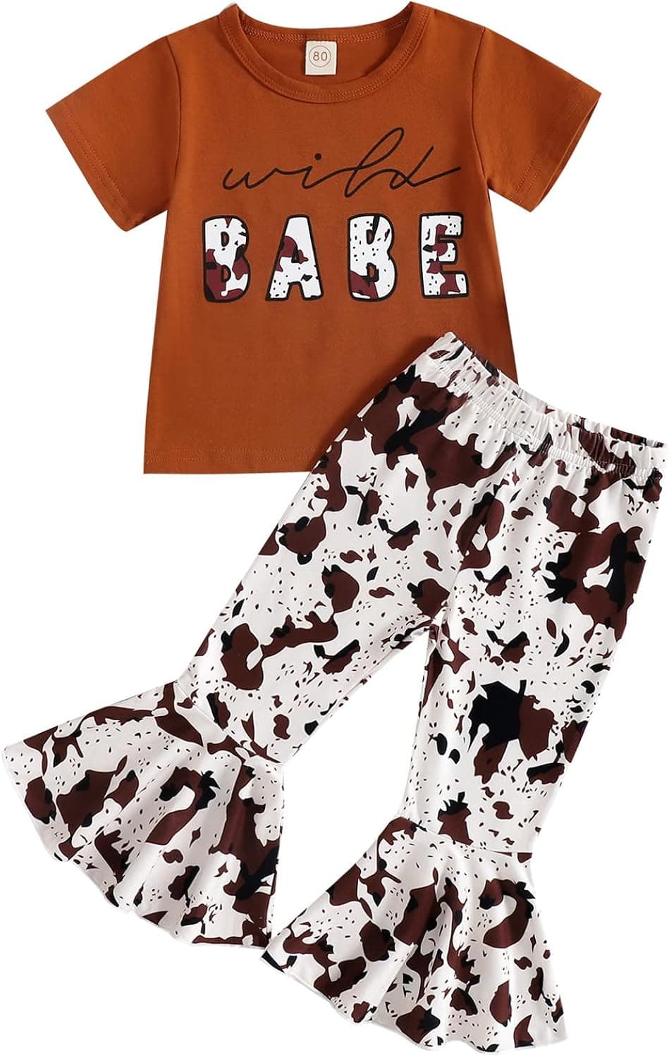 Toddler Baby Girl Short Sleeve Letter Print T-Shirt Top Floral Bell Bottom Pants 2Pcs Spring Summer Outfit