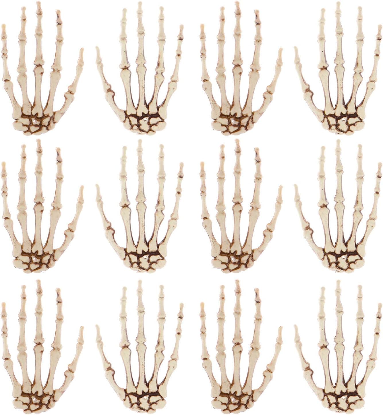 LOCOLO 6 Pairs Halloween Skeleton Hands Plastic Life Size Hands Halloween Plastic Hands for Halloween Party Prop Decoration
