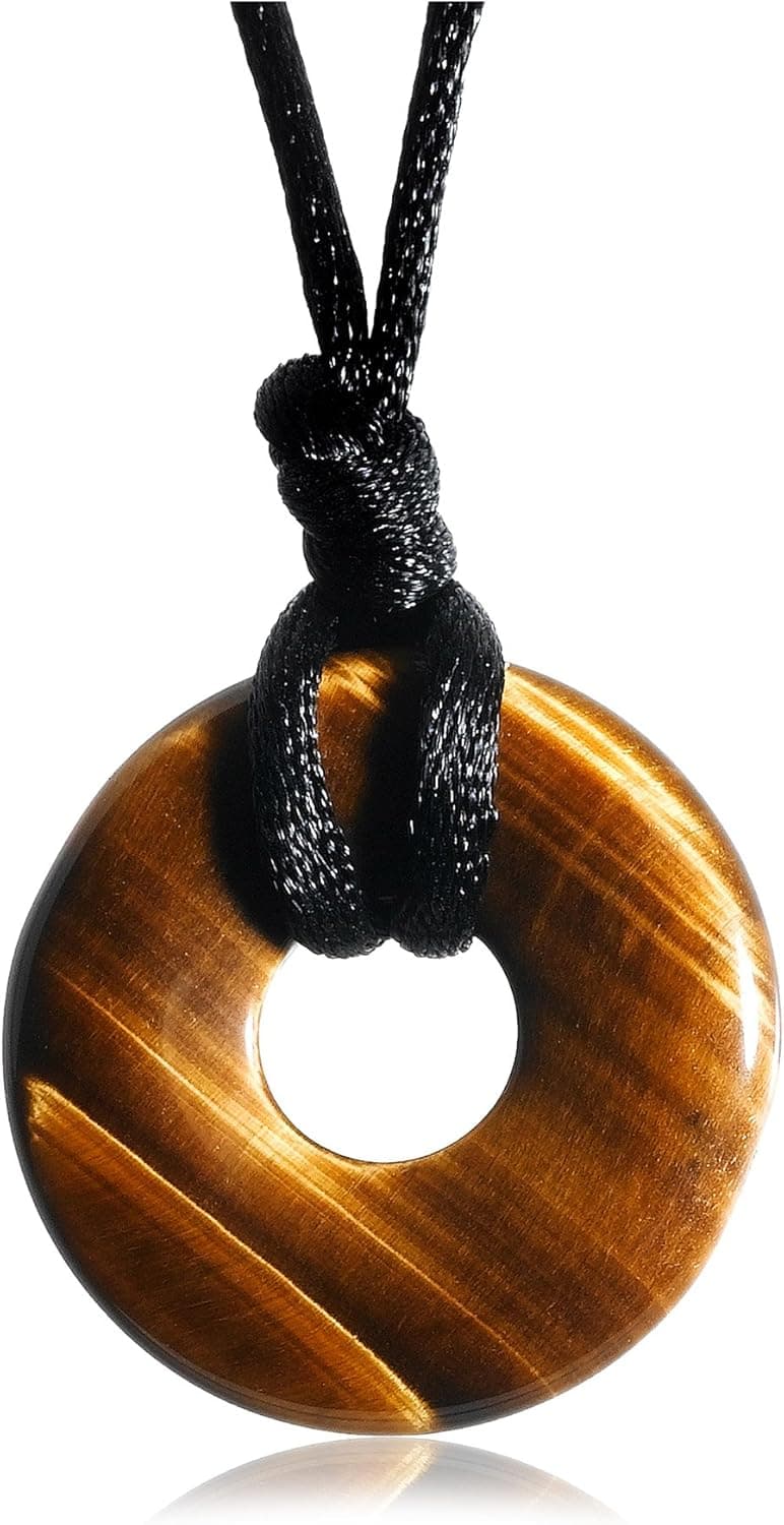 Amazon Collection Silk Cord Tiger's Eye Pendant, 16"-18"