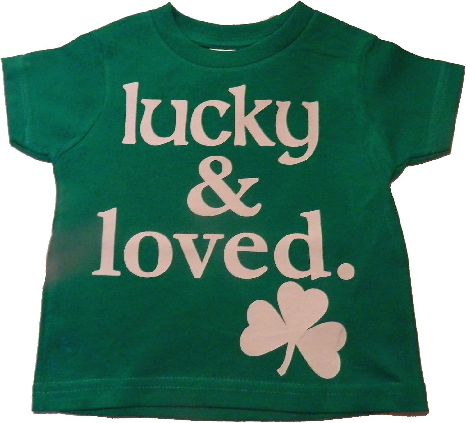 Custom Kingdom Baby Boys/Girls Lucky and Loved Irish Shamrock T-Shirt Green