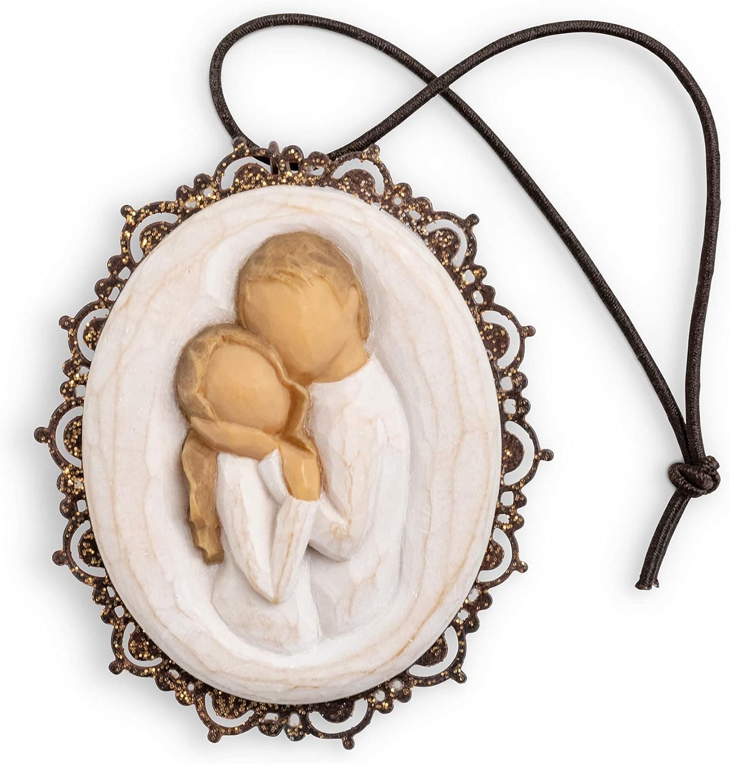 Willow Tree Embrace Metal-Edged Ornament, Sculpted Hand-Painted Bas Relief
