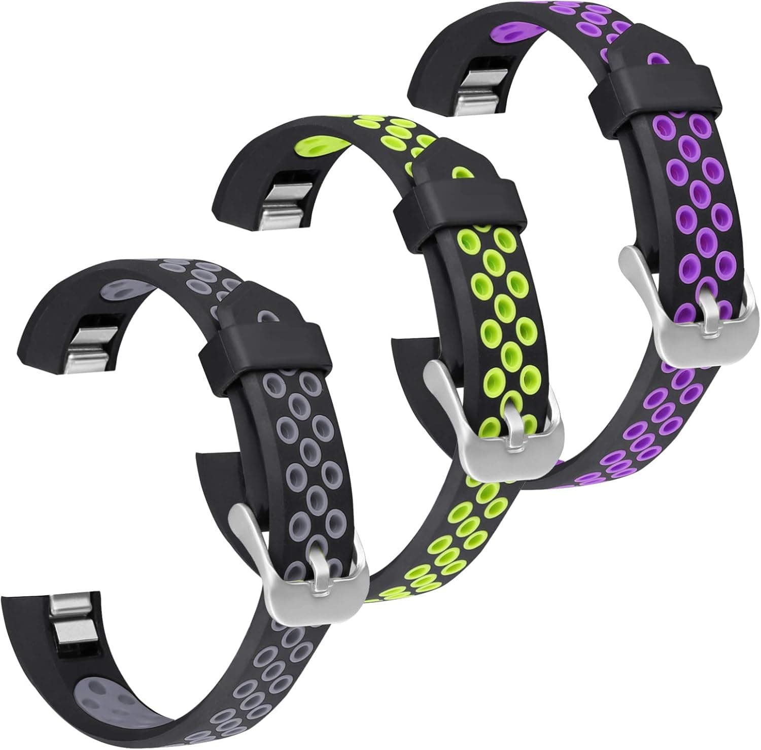 SKYLET Bands Compatible with Fitbit Ace Kids/Fitbit Alta Hr Bands Women Men, 3 Pack Soft Breathable Sport Wristbands Compatible with Fitbit Alta Small Large Black
