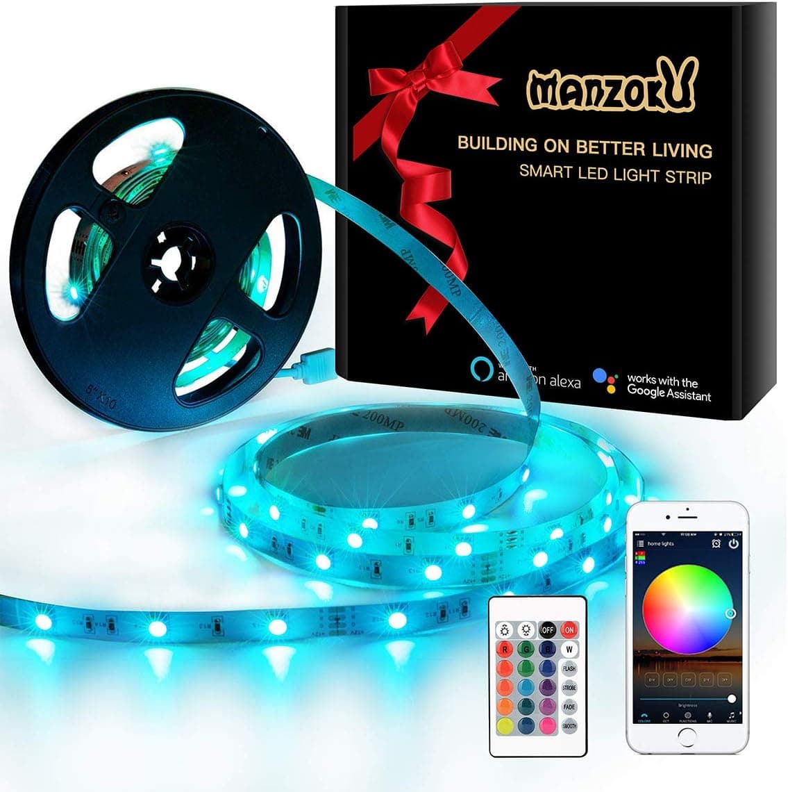 LED Light Strip RGB Rope Lights LED Tape Lights Compatible Alexa/Google Home Waterproof 12V 5050 RGB Flexible Rope Light Kit Smart Phone APP Remote Controlled 16.4ft Light Indoor Outdoor Home