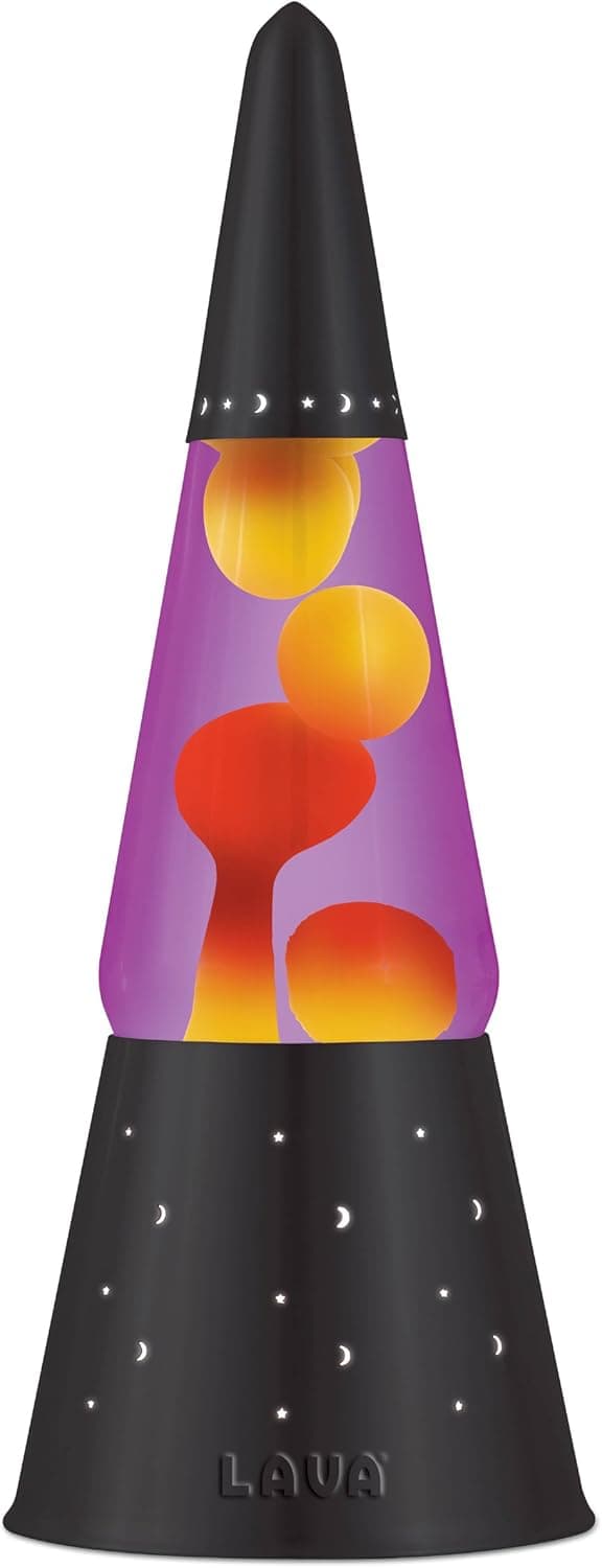Lava Lite 6000 16.3-Inch Heritage Collection Wizard Lava Lamp with Black Base, Yellow Wax/Purple Liquid