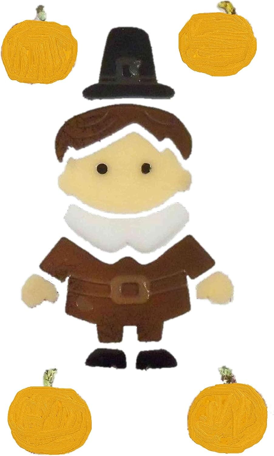 Give Thanks Reusable Gel Window Clings ~ Pilgrim Child, Pumpkins (17 Clings, 1 Sheet)
