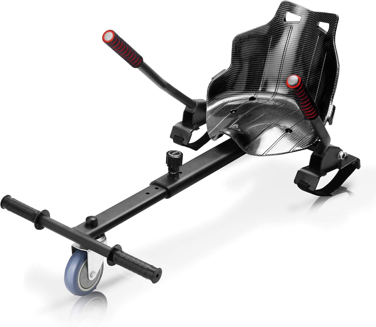 Hoverboard Seat Attachment, Go Karts Carts Attachment Seat Hoverboard Seat with Safety Brake System for 6.5"-10" Hoverboard, Transforming Self Balancing Scooter into Go-Kart Adjustable Frame (Black)