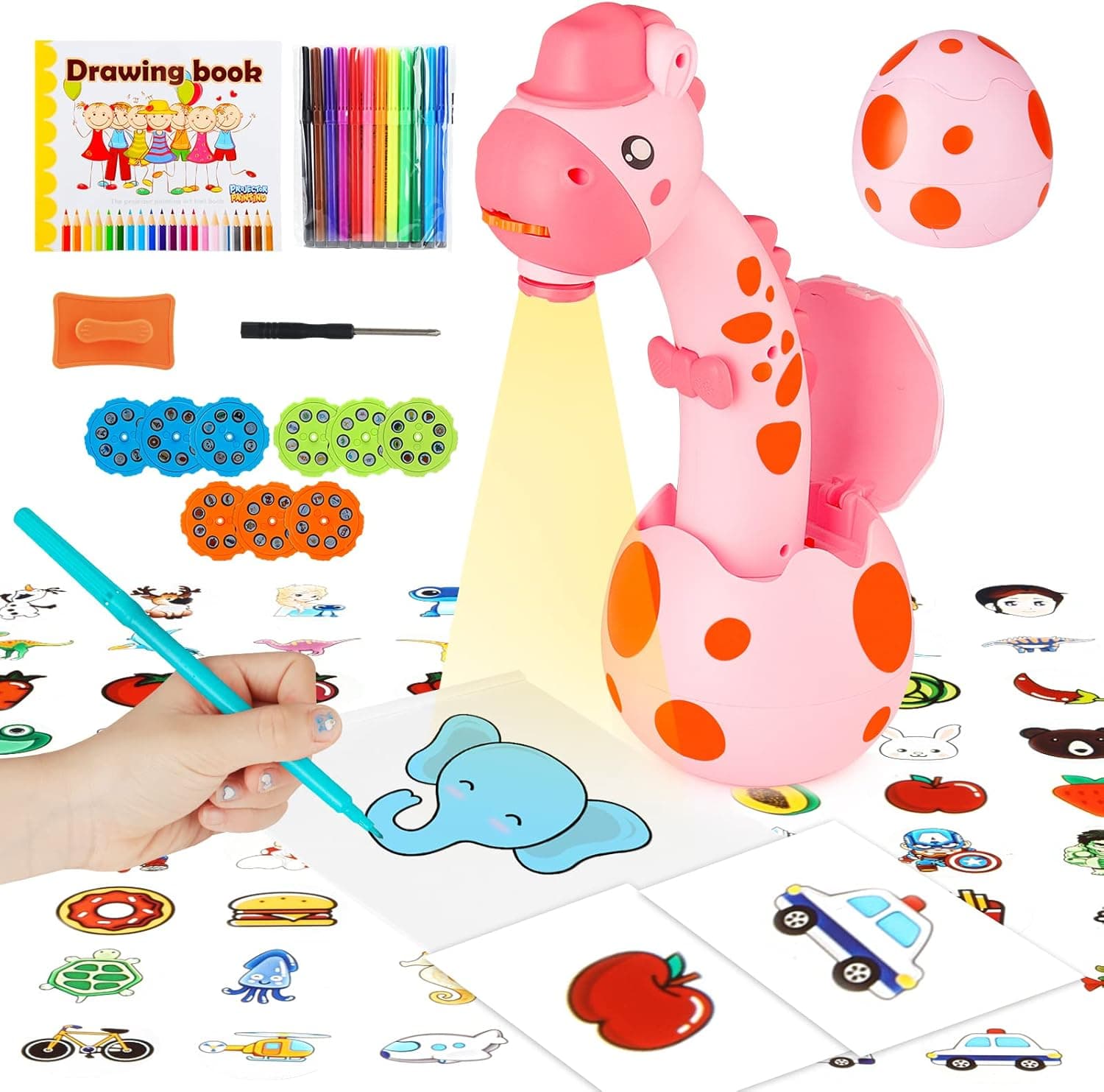 Drawing Projector for Kids, Trace and Draw Projector Toy with Light & Music, Child Smart Projector Sketcher Desk, Learning Projection Painting Machine for Boy Girl 3-8 Years Old