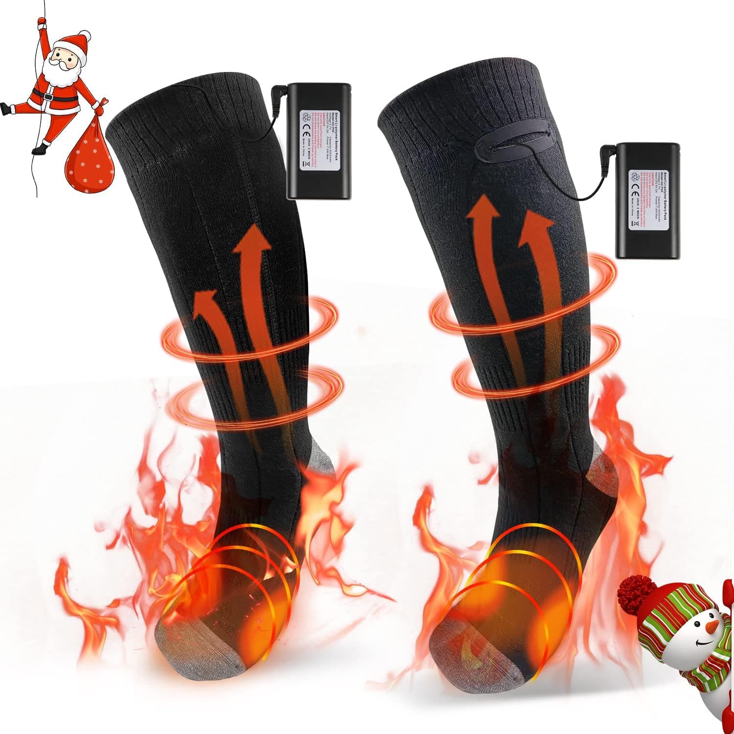 Dr. Prepare Heated Socks for Men Women, 4000mAh Rechargeable Electric Thermal Socks, 16H Heating Battery Powered Socks, Washable Winter Foot Warmer Socks Toe Warmer Socks for Skiing Camping Hiking