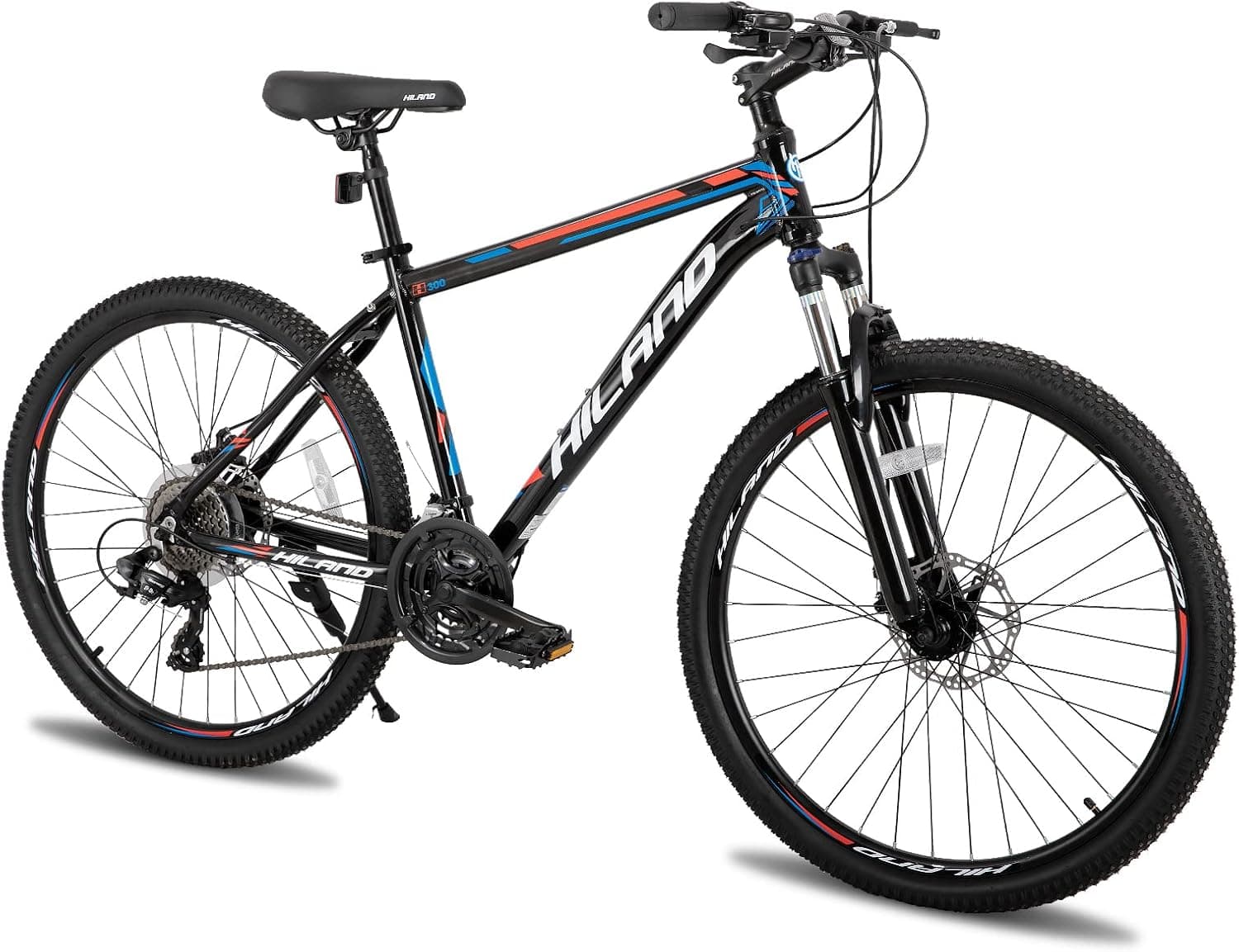 Hiland 26/27.5 inch Mens Mountain Bike,24 Speeds Shimano Drive Train,Lock Out Suspension Fork,Aluminum Frame with Disc Brake,3 Sizes Bike for Men Women