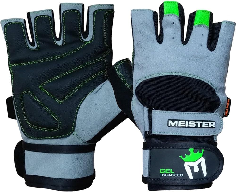 Meister Wrist Wrap Weight Lifting Gloves w/ Gel Padding