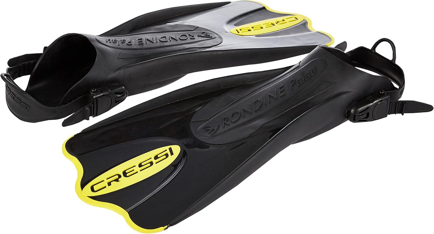 Cressi Palau Short Snorkeling Fins with Mesh Bag, Yellow, Small/Medium