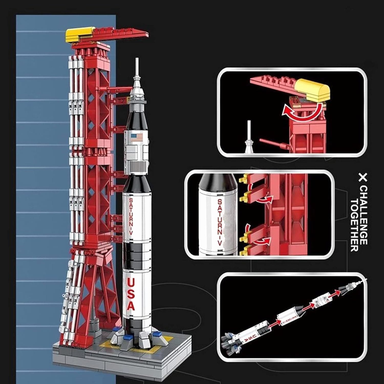 LEQUMOC Saturn V Rocket Building Set, (425PCS), Kids Toys for Age 5 6 7 8 9 10 11 12+ Year Old Boys