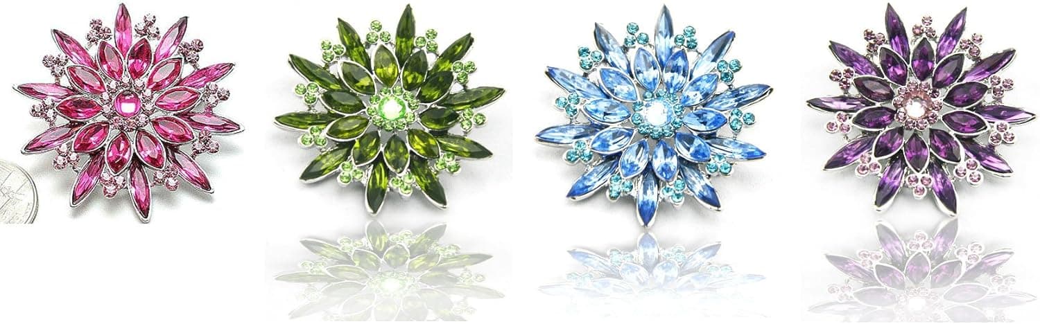 WSQUARED2.com Purple Color Austrian Rhinestone Star Flower Designed Silver-Tone Brooch Pin