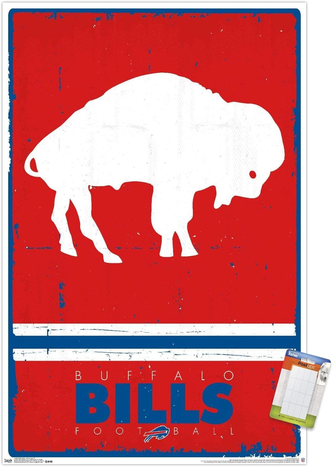 Trends International NFL Buffalo Bills-Retro Logo 15 Wall Poster, 22.375 in x 34 in, Poster & Mount Bundle