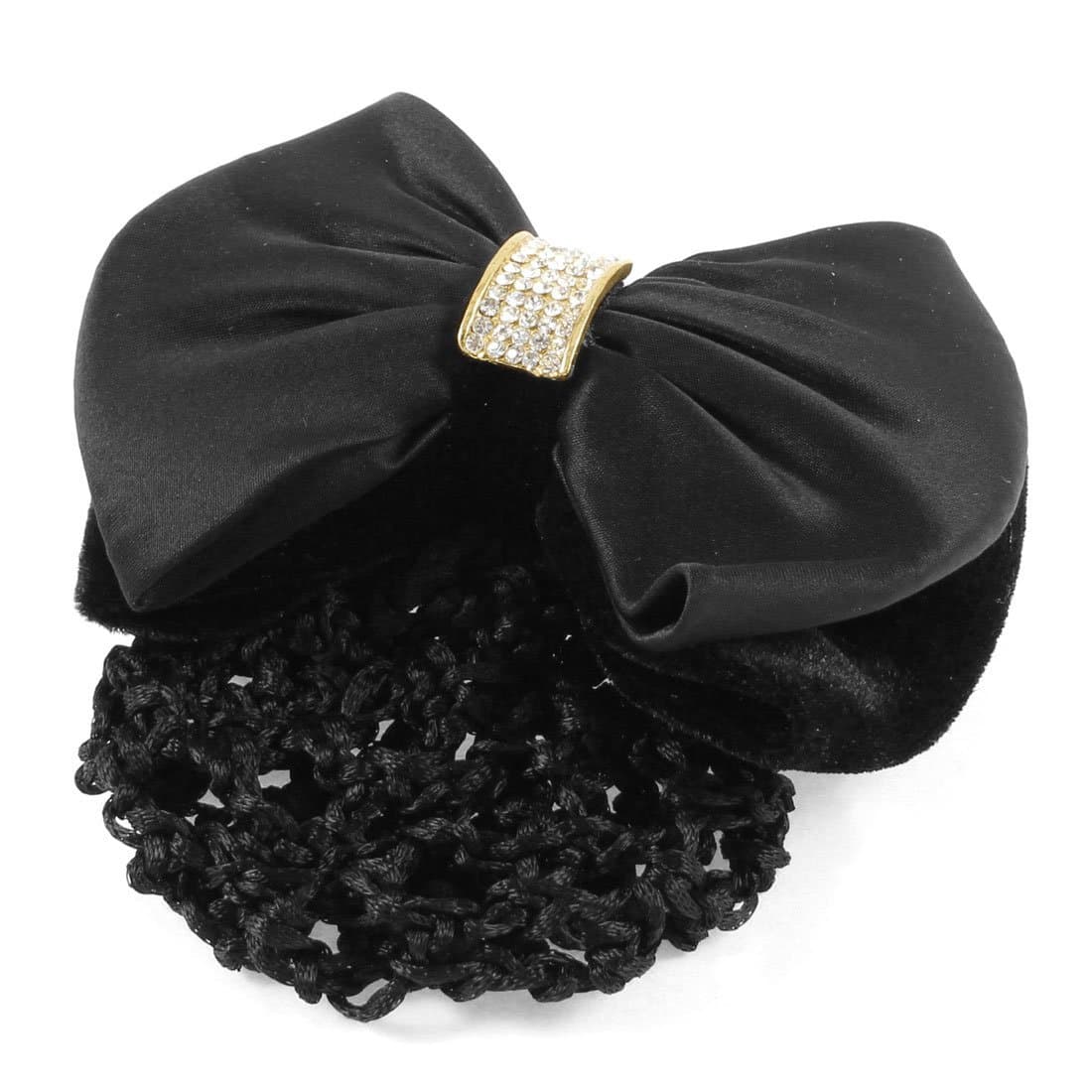TOOGOO(R) Rhinestones Bow Tie Accent Snood Net Barrette Hair Clip Bun Cover Black