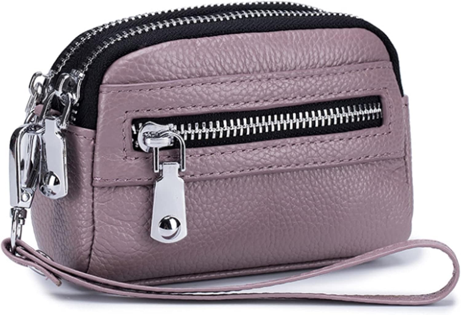 Genuine Leather Mini Wristlet Wallet Coin Pouch Handbag Clutch with Wrist Strap