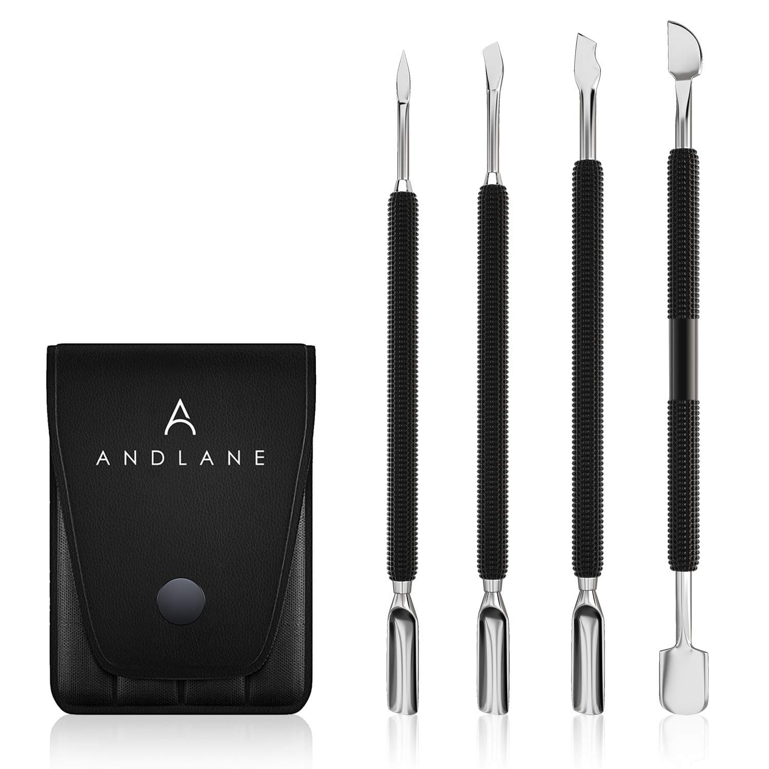 K-Beauty Cuticle Pusher & Spoon Nail Cleaner Set - Dual Ended Stainless Steel Cuticle Remover & Cutter - Professional Manicure and Pedicure Tool - 4 Piece