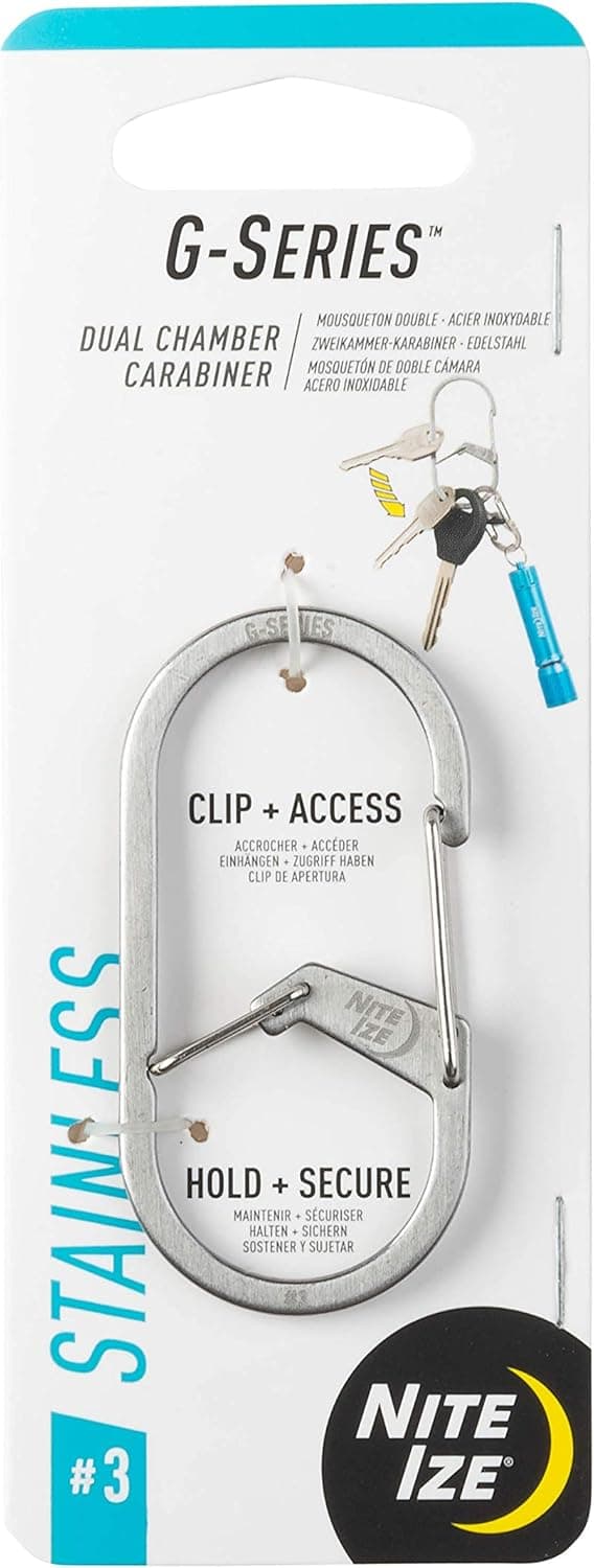 Nite Ize GS3-11-R6 G-Series Dual Chamber Carabiner, Size #3 1-Pack, Stainless Steel