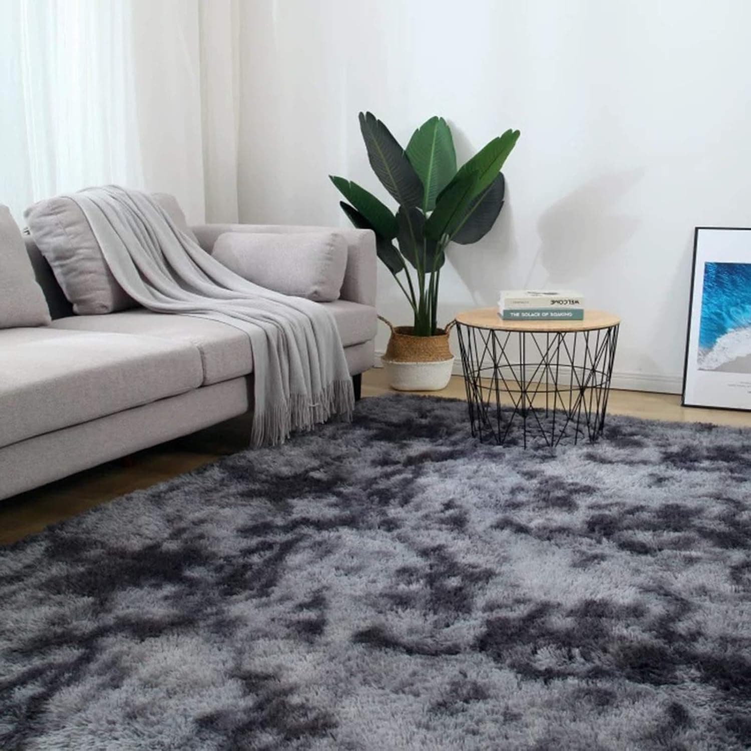 6X9 Dark Grey Modern Home Decorate Area Rugs for Living Room Bedroom Bathroom Fluffy Indoor Carpet (6x9 Feet, Dark Grey)