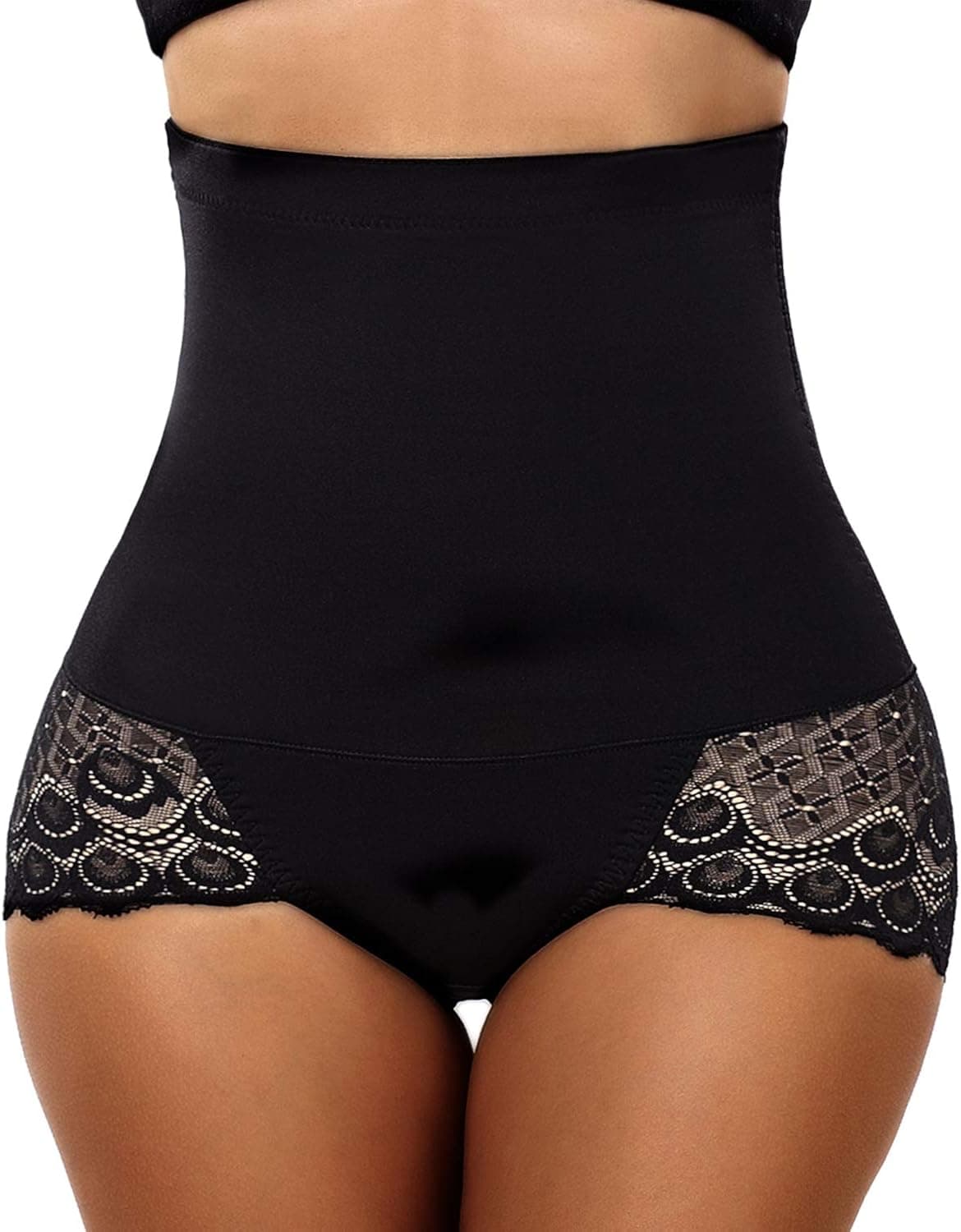 JANSION High Waisted Tummy Control Butt Lifter Panty Body Shaper Slimmer Thong Shapewear Black, XXL