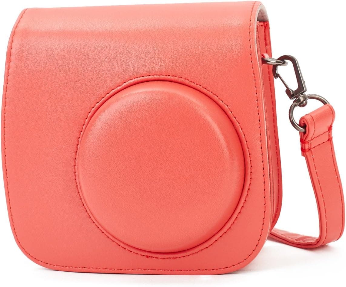 Phetium Instant Camera Protective Case Compatible with Instax Mini 9 Mini 8 Instant Film Camera, Soft PU Leather Bag with Pocket and Removable Shoulder Strap (Red)