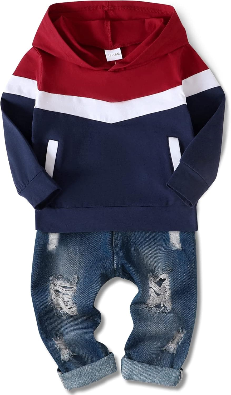 WESIDOM Baby Boy Clothes, Long Sleeve Printing Hoodie With Jeans Pants Outfits Set