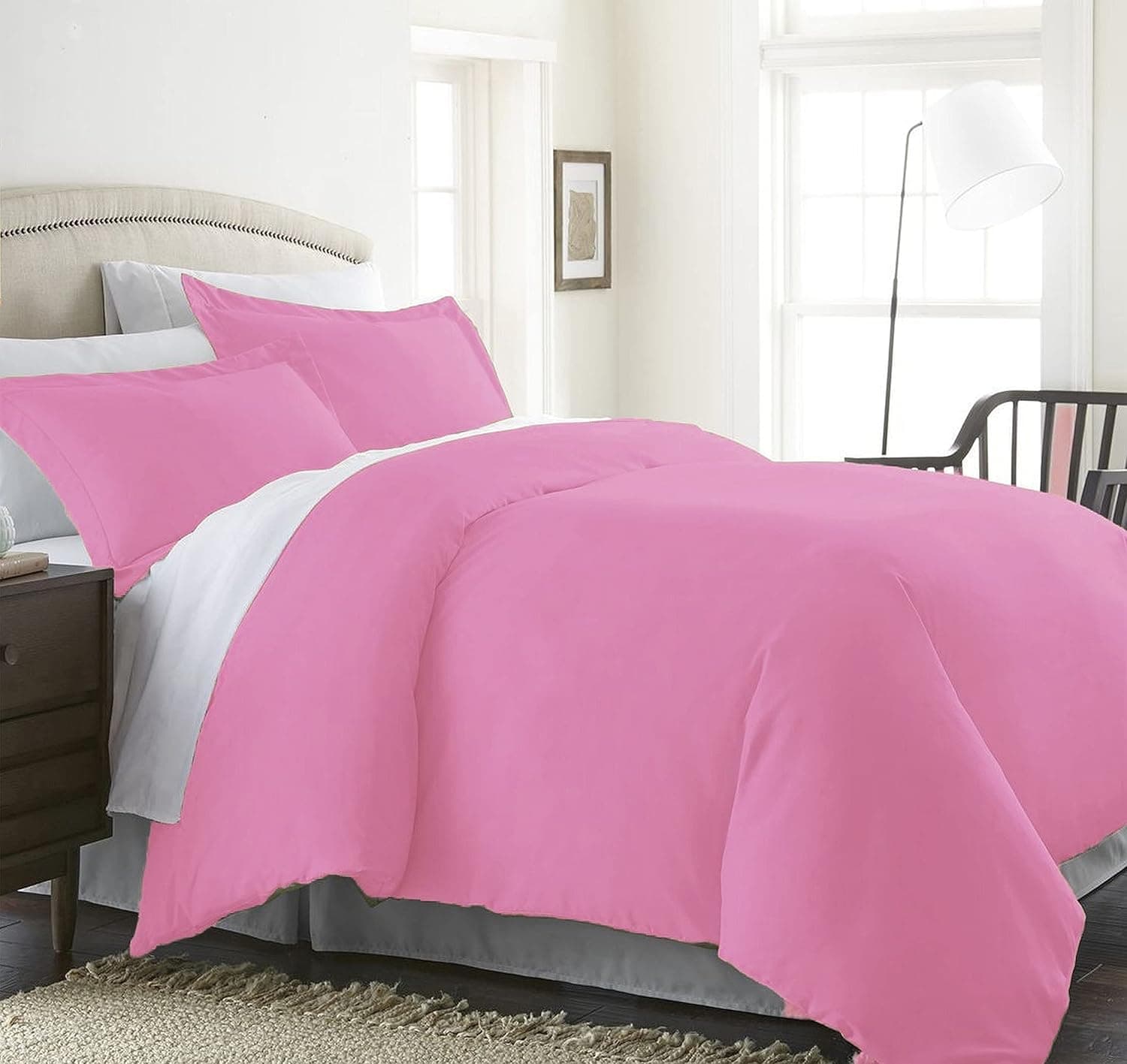 CELINE LINEN Wrinkle & Fade Resistant 3-Piece Duvet Cover Set - Protects and Covers Your Comforter/Duvet Insert, 1500 Series Luxurious 100% - Silky Soft, King/Cali King, Light Pink
