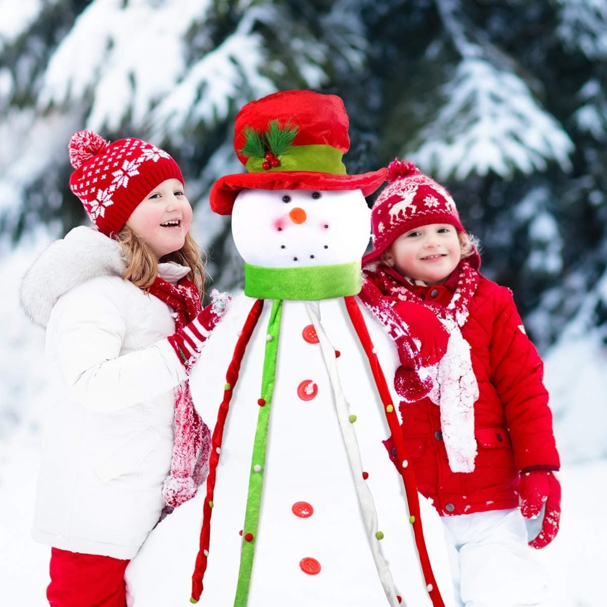IMIKEYA Snowman Hugger Snowman Top Hat Snowman Kit Outdoor Indoor Novelty Holiday Decorations Winter Wonderland Party Home Decor Red