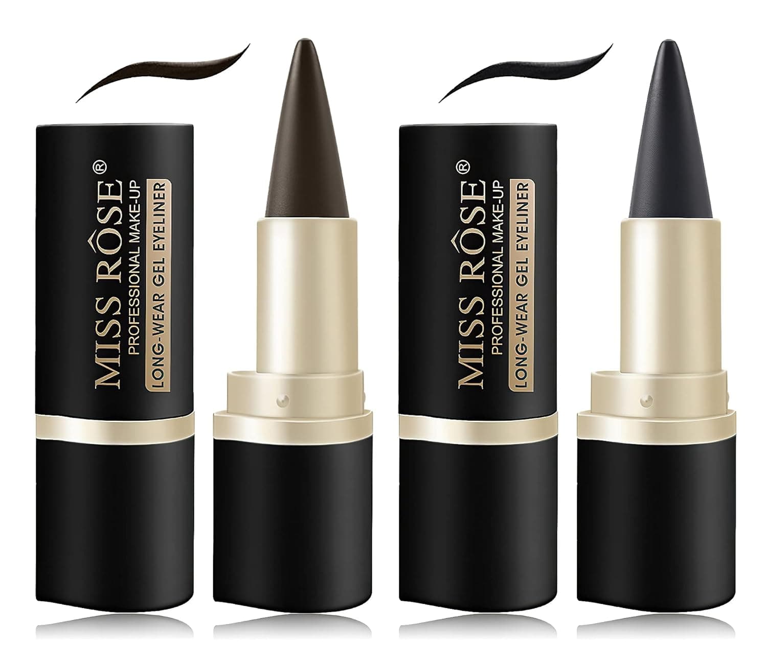 coliusa Black + Dark Brown Gel Eyeliner Set, Cream Eyeliner Tool Smudgeproof Waterproof Eyeliner Matte Black Eyeliner Tattoo Eyeliner Eyeliner Gel Stick Makeup Eyeline