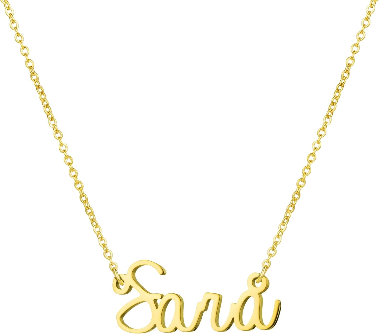 Awegift Personalized Name Necklace 18K Gold Plated New Mom Bridesmaid Gift Jewelry for Women