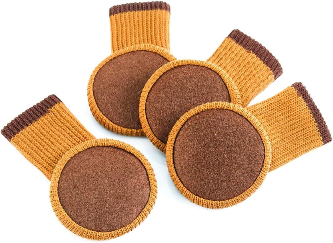 Set of 16 Furniture Chair Booties- Scratch-Free Chair Leg Protectors -Soft Stylish & Stretchable Chair Socks for Hardwood Floors (16, Tan)