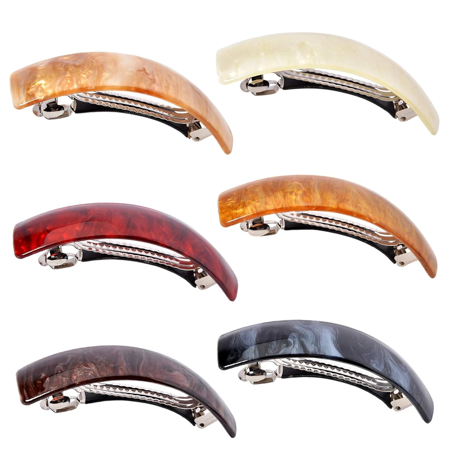 AILEAM Tortoise Shell Hair Barrettes Clip for Women Ladies 6Pack Elegant French Design Barrettes Retro Large Acetate Accessories