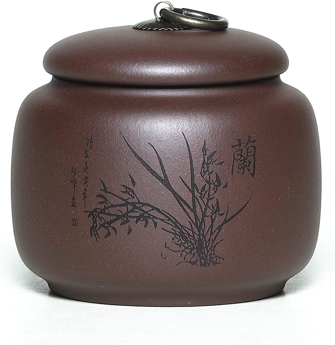 SILINE Yixing Clay Jar 17.5 Oz,Zisha Loose Leaf Tea Storage Canister Pot,Keep Bulk Tea Tidy and Fresh -Purple,Orchid