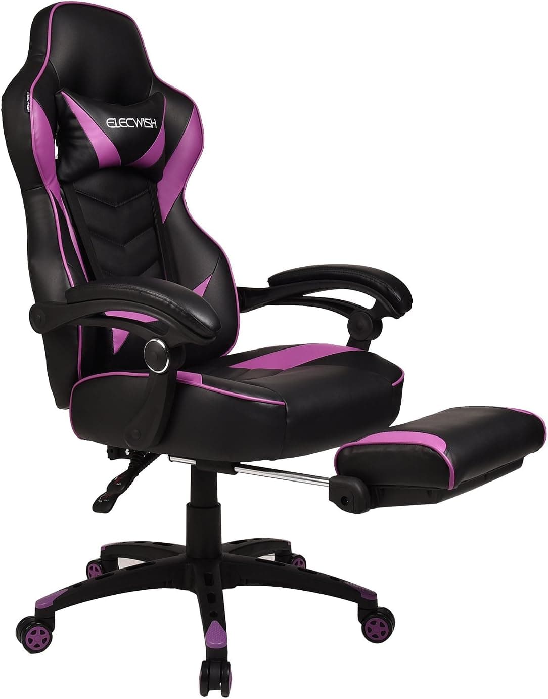 Gaming Chair for Adults with Footrest,High Back Swivel Computer Office Chair with Pillows and Lumber Support (Purple)