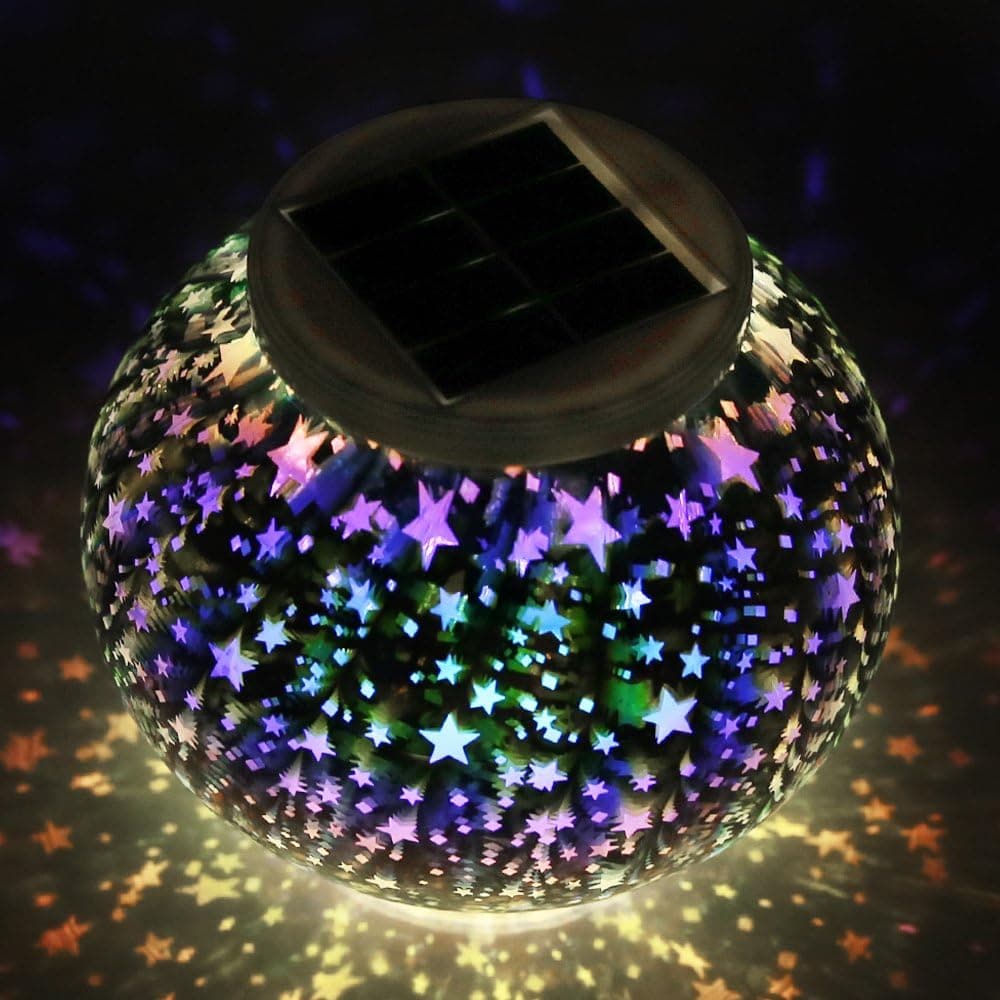 Color Changing Stars Solar Table Light,Solar Goble Lights Outdoor,Solar Balls Light for Garden,Summer Decorations for Outside,Garden Decor,Deck Decorations,Garden Gifts